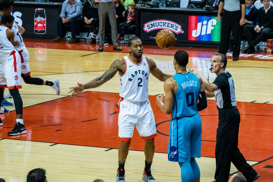 Kawhi Leonard driving for the Los Angeles Clippers during an NBA game
