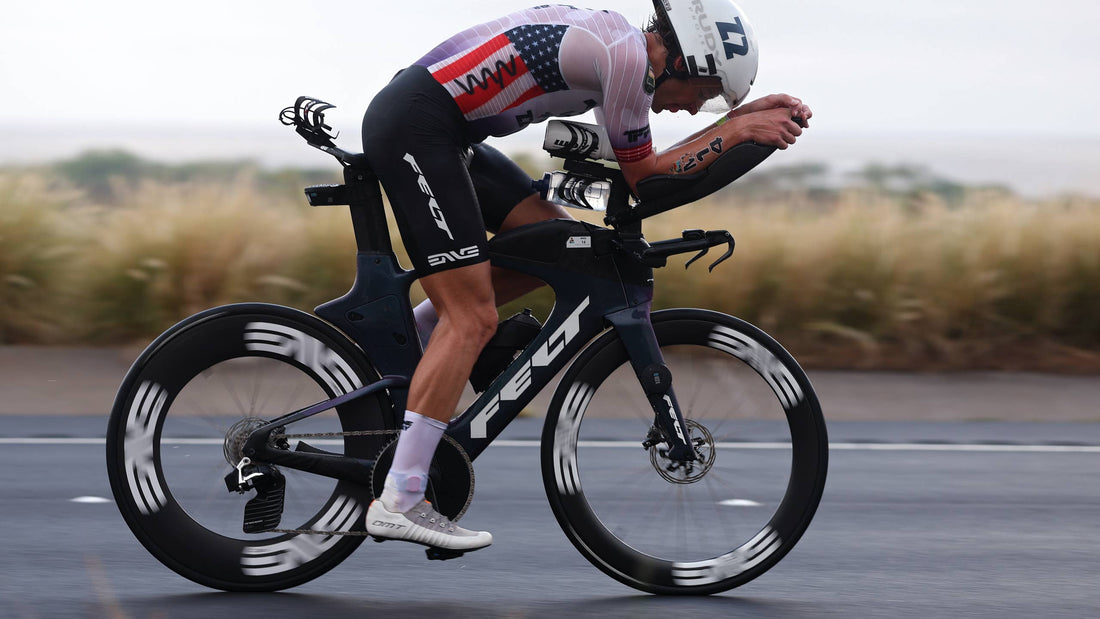 Trevor Foley riding a time-trial bike during the 2026 IRONMAN World Championship