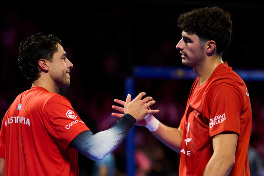 Arturo Coello celebrating with Agustín Tapia after the 2026 Rotterdam Premier Padel tournament