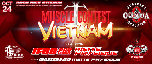 Official 2026 Musclecontest Vietnam Pro poster showing the event and professional physique competition