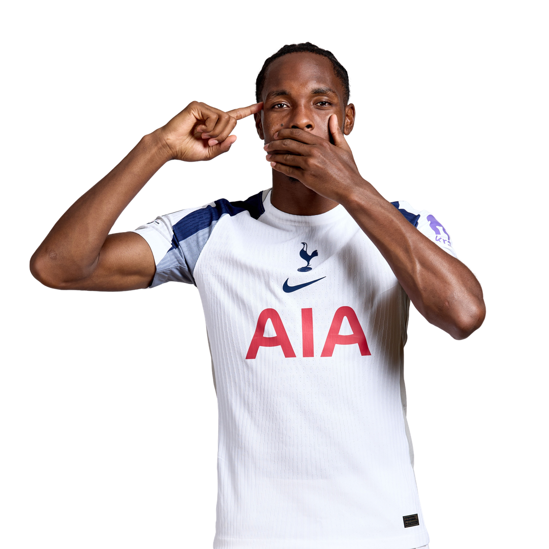 Mathys Tel in a Tottenham Hotspur shirt, 2026 UEFA player portrait