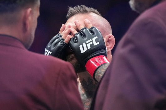 Conor McGregor reacts at UFC 329 in 2026