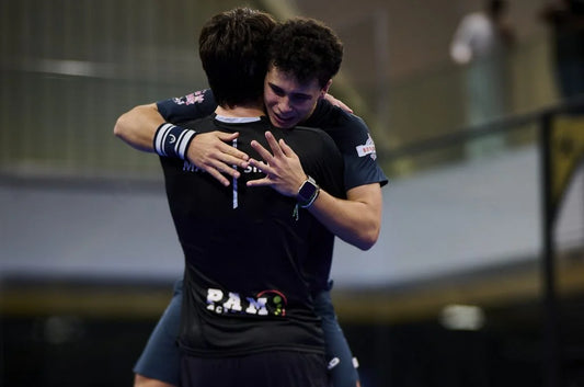 Marc Sintes and Juan Zamora embrace during the 2026 Kuwait Major