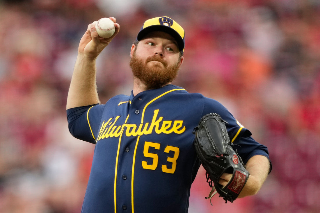 Brandon Woodruff pitching in a Milwaukee Brewers uniform during the 2026 season