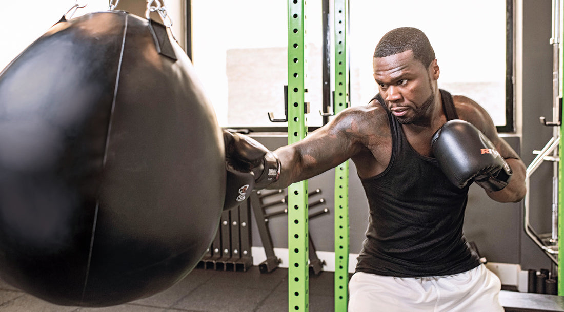 50 Cent boxing in a gym