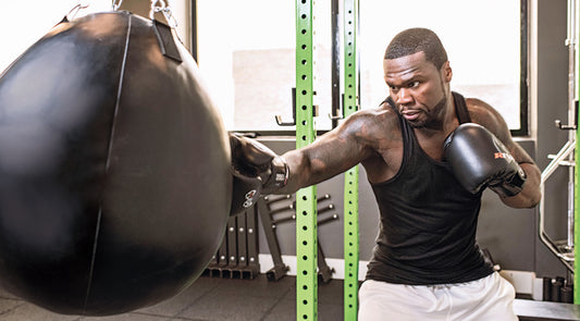 50 Cent boxing in a gym