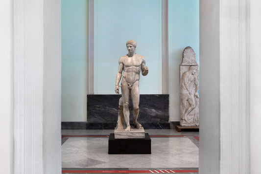 Marble statue of Doryphoros showing classical athletic proportions