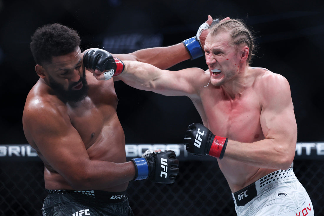 Alexander Volkov striking in a UFC heavyweight fight during May 2026