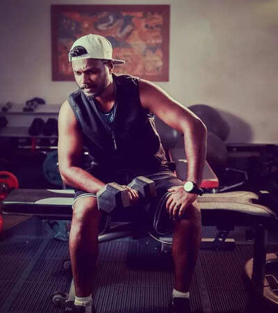 Sanju Samson during a strength-training session in the gym