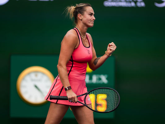Aryna Sabalenka competing on a hard court during the 2026 season