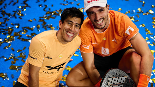 Federico Chingotto and Alejandro Galán together after their 2026 Miami P1 title