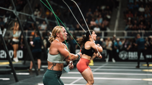 Functional-fitness athlete performing efficient double-unders with a jump rope