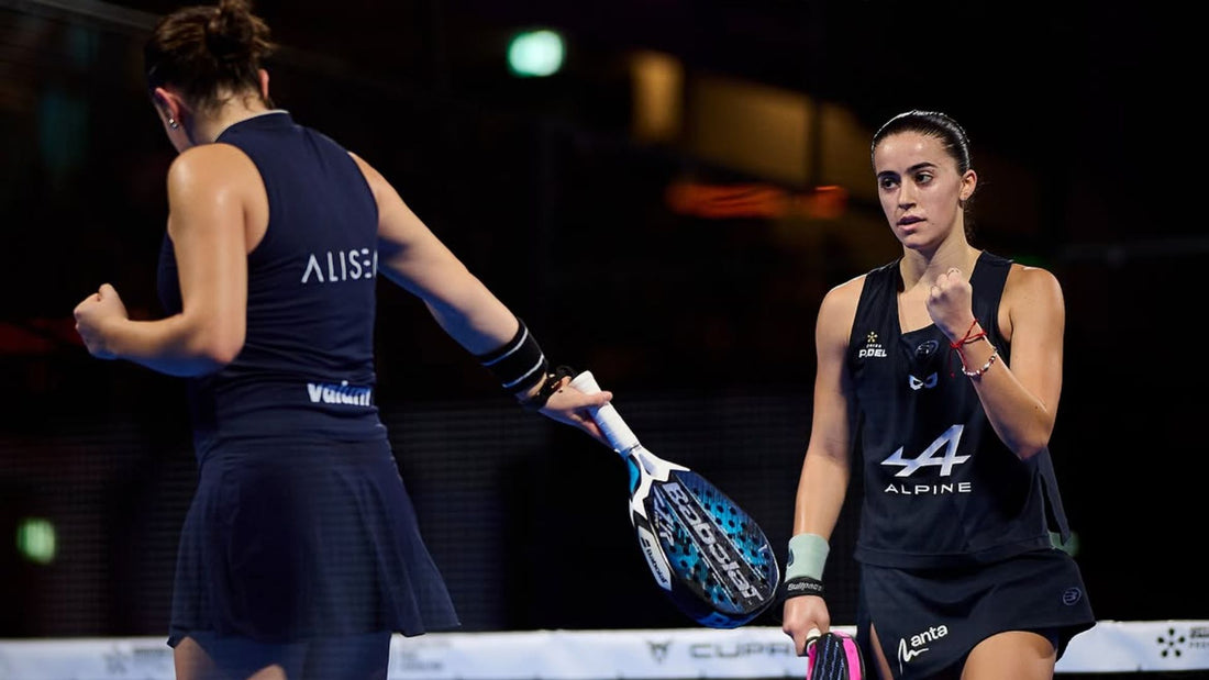 Claudia Fernández and Martina Calvo celebrate together during the 2026 Germany P2 final