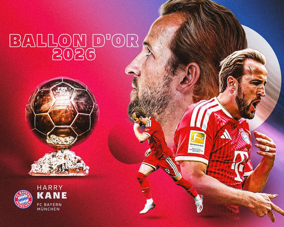 Harry Kane pictured as the 2026 Ballon d'Or winner