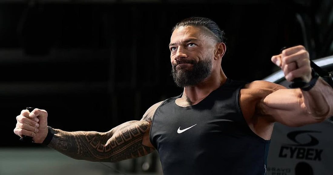 Roman Reigns training in a gym while preparing his body for athletic performance