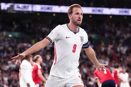 Harry Kane celebrating for England against Czechia at Wembley