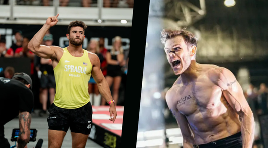 CrossFit champion James Sprague and HYROX champion Tim Wenisch pictured side by side in competition imagery