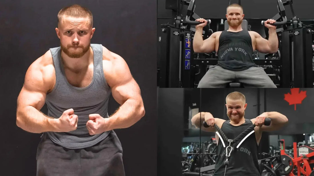 Jeff Nippard demonstrating shoulder training and developed deltoids