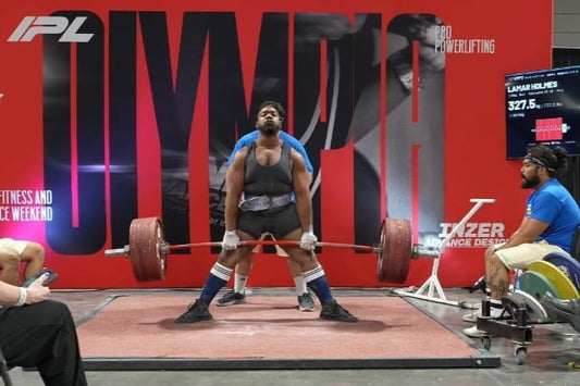 Lamar Holmes deadlifting 337.5 kilograms at the 2026 IPL Olympia Pro powerlifting meet