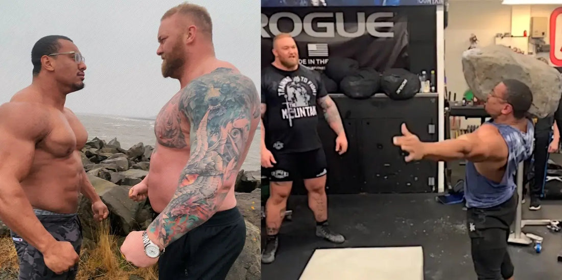 Larry Wheels and Hafthor Bjornsson together during strongman training