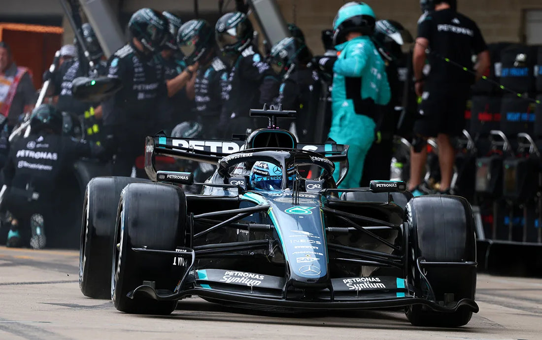 George Russell drives his Mercedes W17 during the 2026 United States Grand Prix