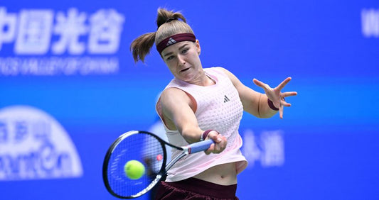 Karolina Muchova hitting a forehand at the October 2026 Wuhan Open