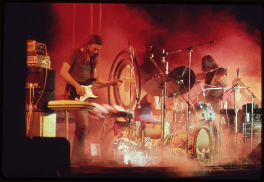 Pink Floyd performing during the 1973 Dark Side of the Moon era