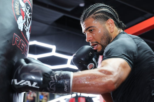 Raymond Muratalla working a heavy bag during 2026 boxing training