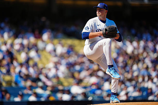 Tarik Skubal pitching for the Los Angeles Dodgers