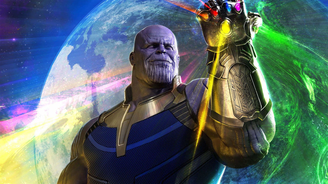Thanos in gold armor representing the Mad Titan strength aesthetic behind Thanos gym shirts