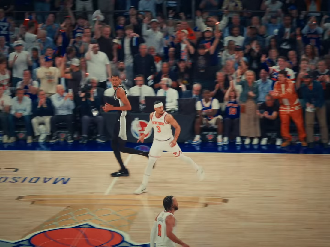 Josh Hart in New York Knicks white uniform during the 2026 NBA Finals