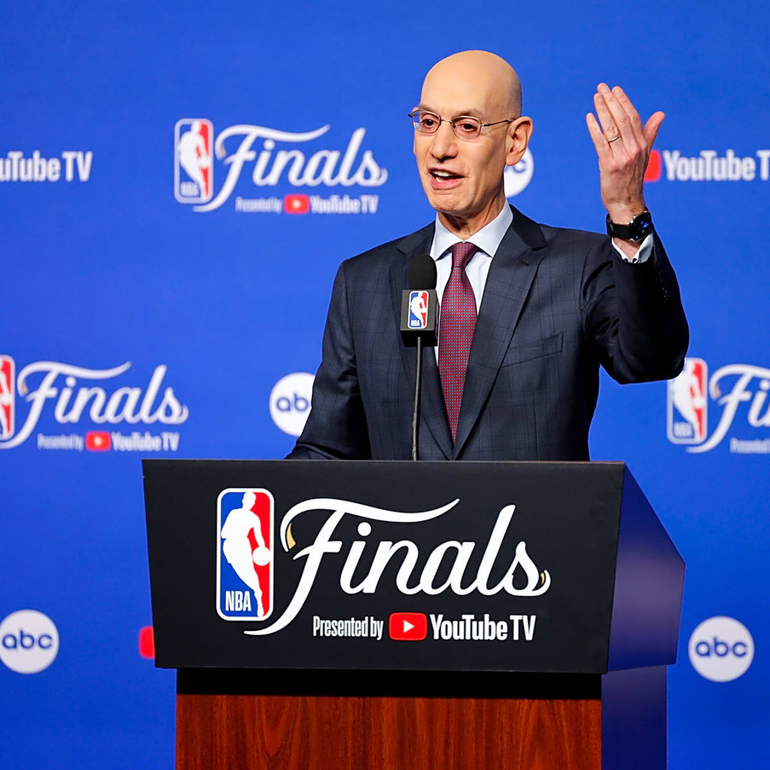 NBA commissioner Adam Silver discussing league business in 2026