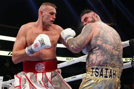 Damian Knyba landing a punch on Andy Ruiz Jr during their 2026 heavyweight fight