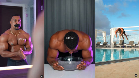 Ashton Hall's viral morning routine with ice-water face dunk and pool sequence