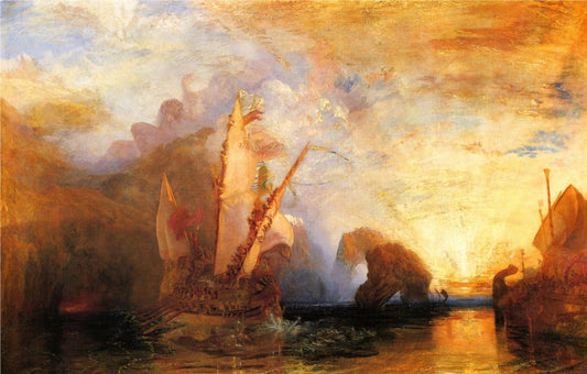 J. M. W. Turner painting of Odysseus's ship escaping Polyphemus at sunrise