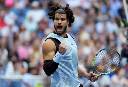 Carlos Alcaraz at the 2026 US Open ahead of his quarterfinal with Ben Shelton