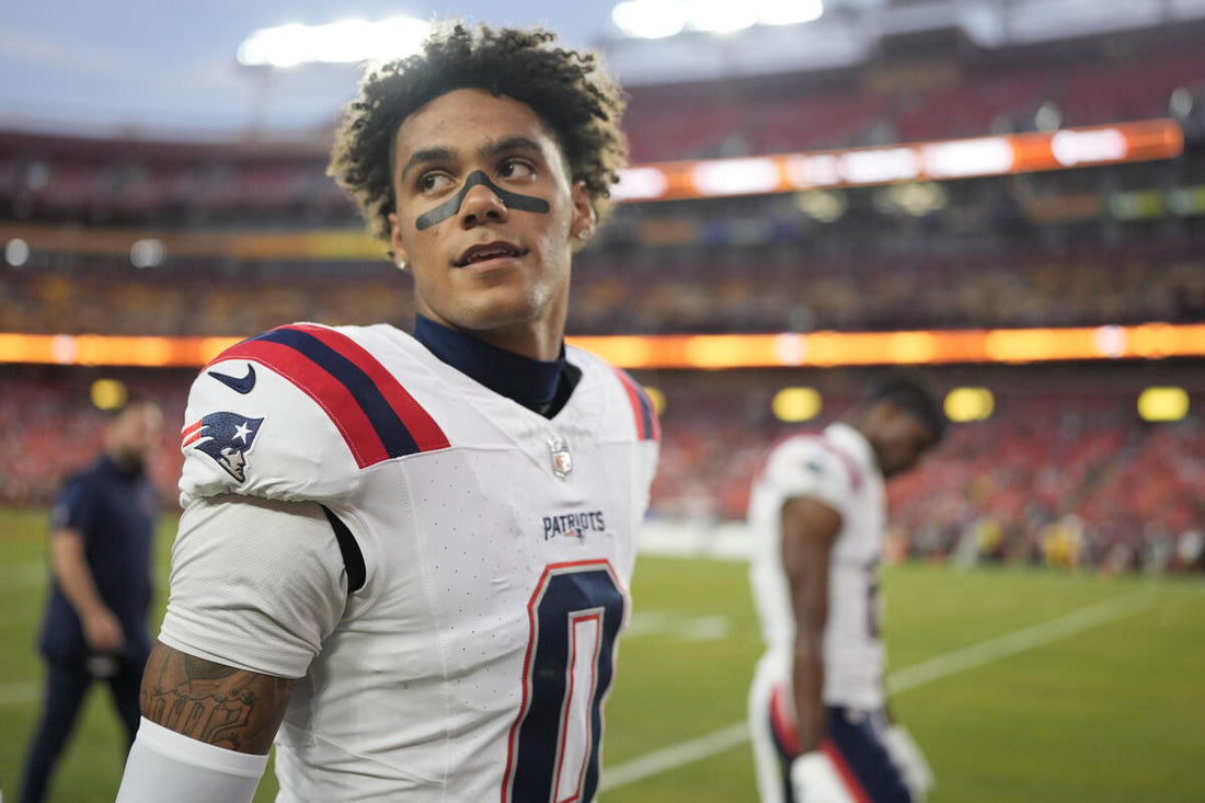 Christian Gonzalez with the New England Patriots in 2026