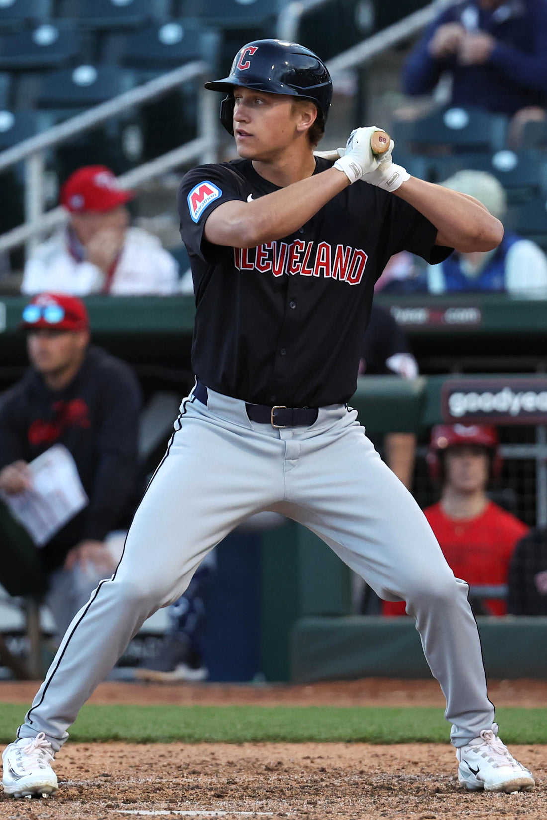 Petey Halpin batting for the Cleveland Guardians in the 2026 season