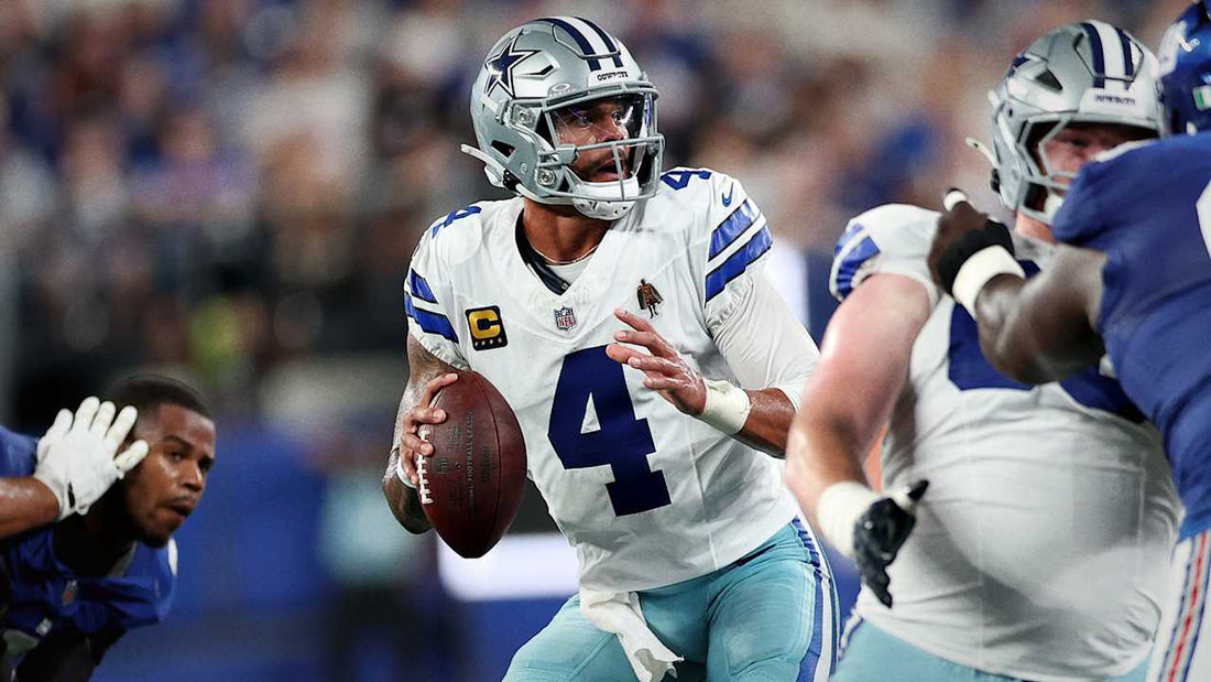 Dak Prescott in his Dallas Cowboys uniform during the 2026 NFL season