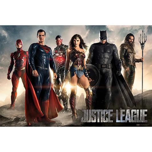 Justice League film lineup showing Flash, Superman, Wonder Woman, Batman and Aquaman