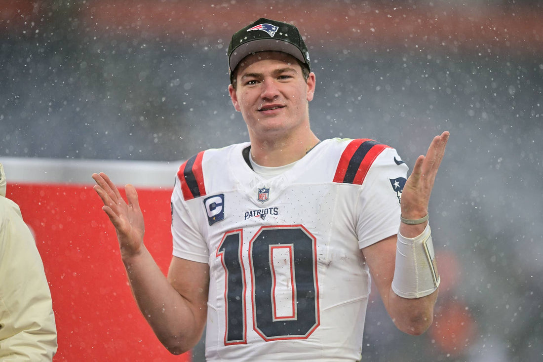 Drake Maye in a New England Patriots uniform
