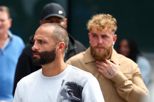 Jake Paul and Nakisa Bidarian at a 2026 combat-sports media event