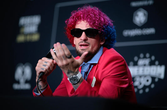 Sean O'Malley speaks at UFC Freedom 250 media day in Washington in June 2026