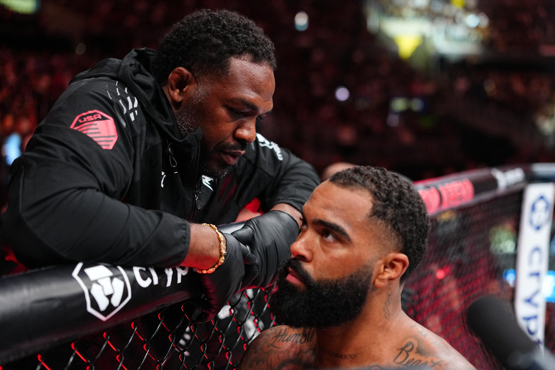 Jon Jones coaches Gable Steveson at UFC 331 in September 2026