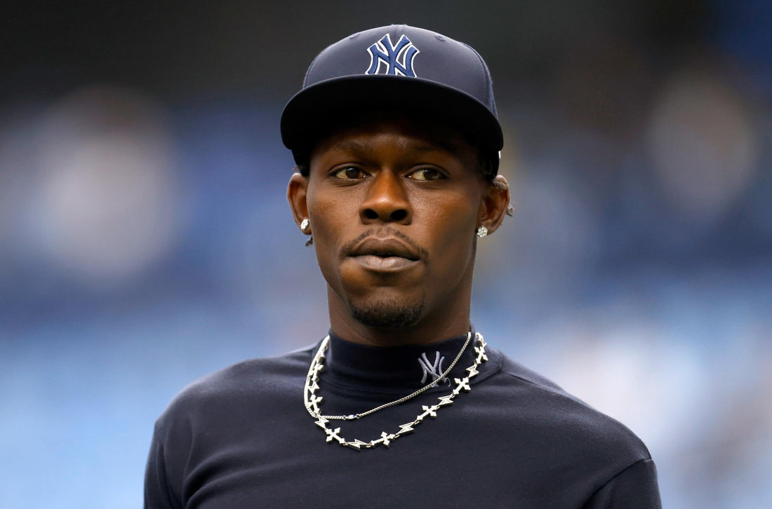 Jazz Chisholm Jr. in a New York Yankees cap during the 2026 postseason