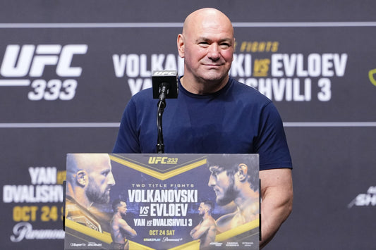 Dana White speaks at the UFC 333 press conference in October 2026