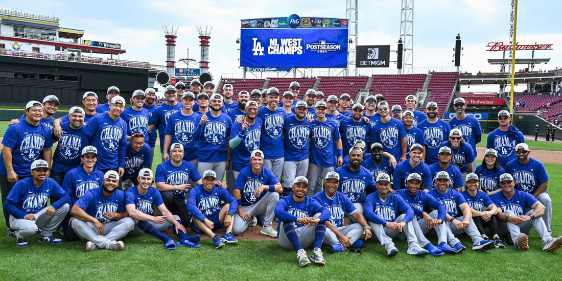Los Angeles Dodgers team celebrates winning the 2026 NL West
