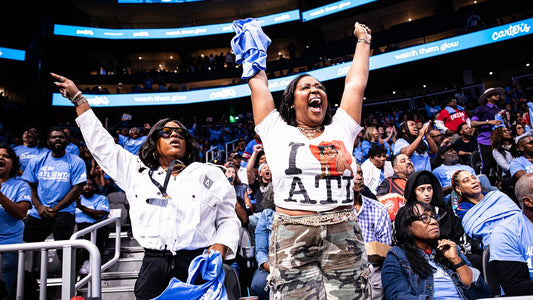 Atlanta Dream fans celebrate during the 2026 WNBA playoffs at State Farm Arena