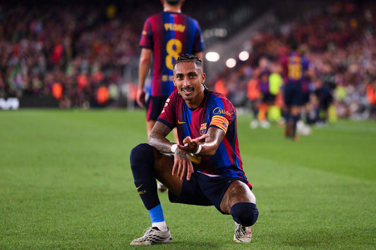 Raphinha in Barcelona's 2026-27 home kit
