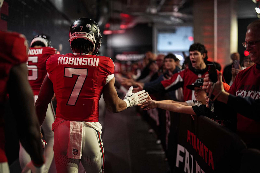 Bijan Robinson in his Atlanta Falcons uniform before the October 18, 2026 game against Chicago